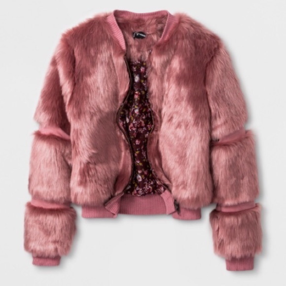 pink fur bomber